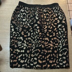 Ann Taylor Black and Tan Knee-Length Pencil Skirt